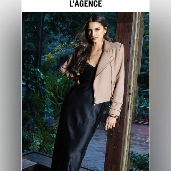 NWT $1395 L'agence Billie Belted Leather Jacket